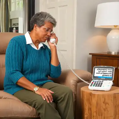talking on a captioned phone